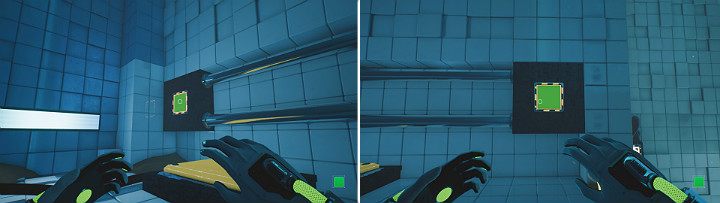 Stand on the large button, right next to the abyss, and activate the green cube on the crane control panel - QUBE 2 - Chapter 5 - Tangled (The Machine) - Walkthrough - Q.U.B.E. 2 Game Guide