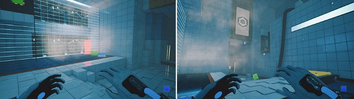 Stand on the large button and wait for the crane to reach the other side - QUBE 2 - Chapter 5 - Tangled (The Machine) - Walkthrough - Q.U.B.E. 2 Game Guide