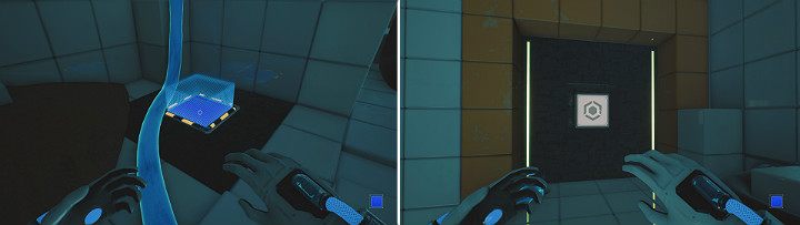 Follow the blue cable towards the next open doors - QUBE 2 - Chapter 5 - Tangled (The Machine) - Walkthrough - Q.U.B.E. 2 Game Guide