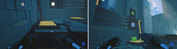 Once inside the next room, jump on top of the first large button - QUBE 2 - Chapter 5 - Tangled (The Machine) - Walkthrough - Q.U.B.E. 2 Game Guide