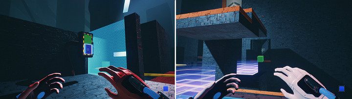 Create a green and a blue cube on the side panel - QUBE 2 - Chapter 11 - The Abyss - Walkthrough - Q.U.B.E. 2 Game Guide