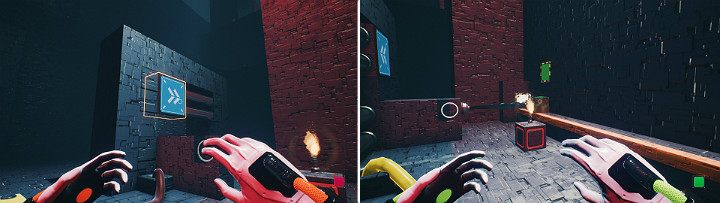 Move the crane right, then enter on a large button to activate the oil dispenser - QUBE 2 - Chapter 11 - The Abyss - Walkthrough - Q.U.B.E. 2 Game Guide