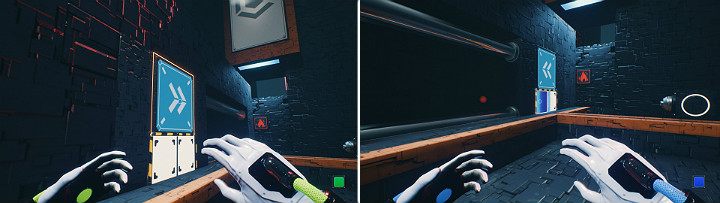 Move the crane right and create a blue cube in the left socket - QUBE 2 - Chapter 11 - The Abyss - Walkthrough - Q.U.B.E. 2 Game Guide