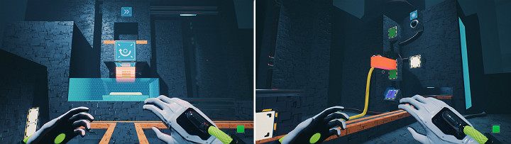 Change the magnets color to blue so the green cube activates the button - QUBE 2 - Chapter 11 - The Abyss - Walkthrough - Q.U.B.E. 2 Game Guide