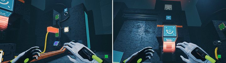 Delete the orange cube so the green cube gets attracted by the magnet - QUBE 2 - Chapter 11 - The Abyss - Walkthrough - Q.U.B.E. 2 Game Guide