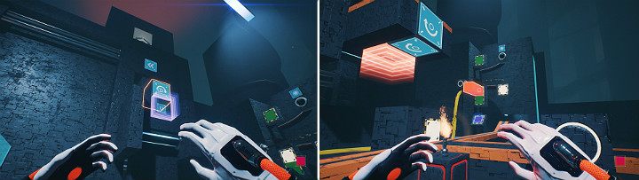 Set the wall to a horizontal position and change the magnets color to red - QUBE 2 - Chapter 11 - The Abyss - Walkthrough - Q.U.B.E. 2 Game Guide