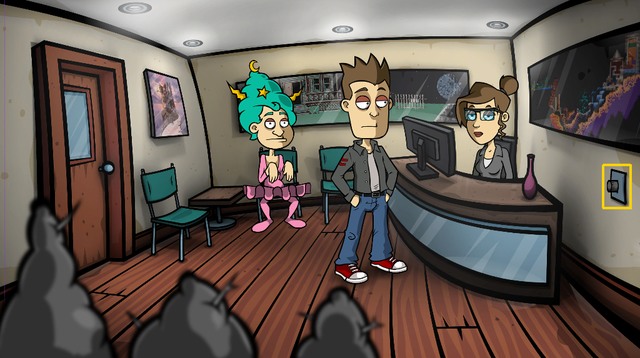 Push the dial on the right wall - Get psychiatrists business card - Day 3 - Monday: Mortimers dungeon - Randals Monday - Game Guide and Walkthrough