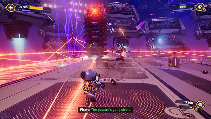 This round is a large battle with 5 waves of opponents - Ratchet & Clank Rift Apart: Arena, Silver Cup - walkthrough, all fights - Scarst Debris Cloud - Ratchet & Clank Rift Apart Guide
