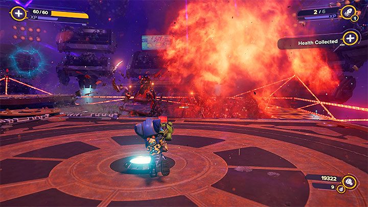 In this round, you have to survive 4 waves of enemies and its main difficulty is that you can only use one firearm - the Warmonger - Ratchet & Clank Rift Apart: Arena, Silver Cup - walkthrough, all fights - Scarst Debris Cloud - Ratchet & Clank Rift Apart Guide