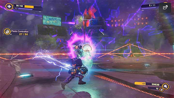 This battle has an additional challenge - Ratchet & Clank Rift Apart: Arena, Silver Cup - walkthrough, all fights - Scarst Debris Cloud - Ratchet & Clank Rift Apart Guide
