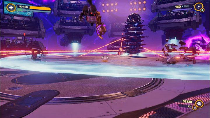 This is a harder version of the first fight in the silver league - Ratchet & Clank Rift Apart: Arena, Gold Cup - walkthrough, all fights - Scarst Debris Cloud - Ratchet & Clank Rift Apart Guide