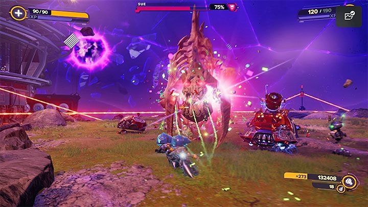 When the Seekerpede loses half of the health bar, it will temporarily leave the arena and the Undead Grunthor will take its place - Ratchet & Clank Rift Apart: Arena, Gold Cup - walkthrough, all fights - Scarst Debris Cloud - Ratchet & Clank Rift Apart Guide