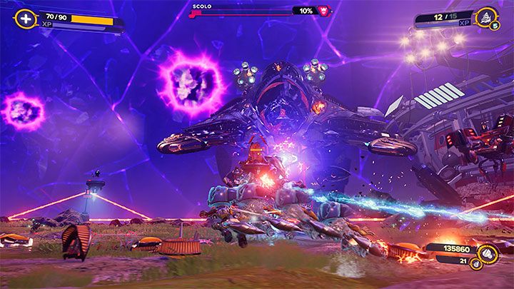 In the final part of the fight, you will attack the Seekerpede again - Ratchet & Clank Rift Apart: Arena, Gold Cup - walkthrough, all fights - Scarst Debris Cloud - Ratchet & Clank Rift Apart Guide