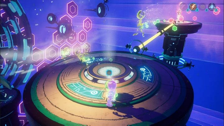 There, use the electric sphere on the slot and touch the cable to transport Clank to the next platform - Ratchet & Clank Rift Apart: Clank, Return to Savali - puzzle guide, list - Clank and Kit Riddles - Ratchet & Clank Rift Apart Guide