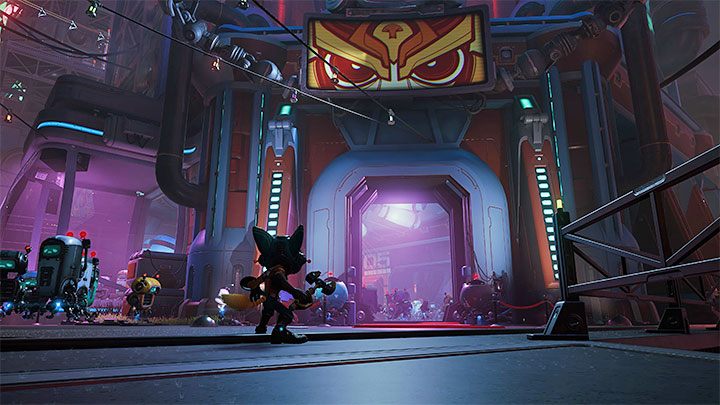 Return to the energy barrier and this time head south - Ratchet & Clank Rift Apart: Club Nefarious - walkthrough - Nefarious City - Ratchet & Clank Rift Apart Guide