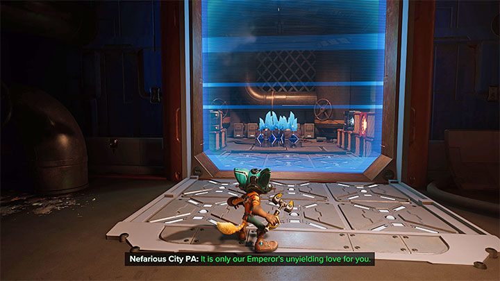 Penetrating through barriers will also be useful in the marketplace itself - Ratchet & Clank Rift Apart: Follow the Phantom - walkthrough - Nefarious City - Ratchet & Clank Rift Apart Guide