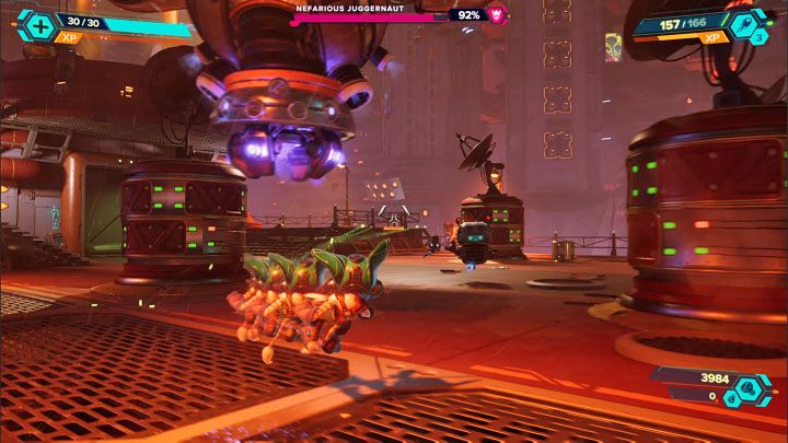 Nefarious Juggernaut can jump around the arena - Ratchet & Clank Rift Apart: Investigate the Nefarious Statue - Nefarious City - Ratchet & Clank Rift Apart Guide