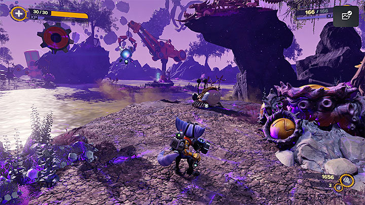 In the new dimension, find a speetle nest - hit it with your melee weapon to scare one of the speetles away - Ratchet & Clank Rift Apart: Swamps, Find a way to reach the Morts - walkthrough - Sargasso - Ratchet & Clank Rift Apart Guide