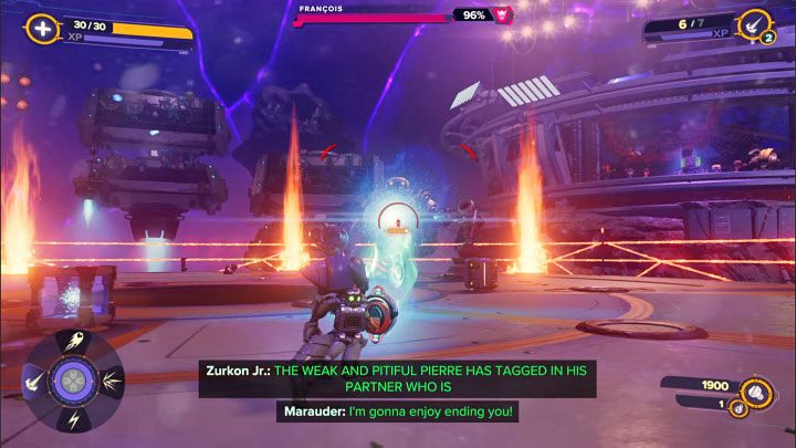 After dealing with waves of enemies, you are in for an unpleasant surprise - Ratchet & Clank Rift Apart: Defeat the monsters and Francois in the arena - walkthrough - Scarst Debris Cloud - Ratchet & Clank Rift Apart Guide