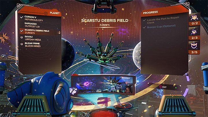 When you return to the ship, you have 3 options - Ratchet & Clank Rift Apart: Defeat the monsters and Francois in the arena - walkthrough - Scarst Debris Cloud - Ratchet & Clank Rift Apart Guide