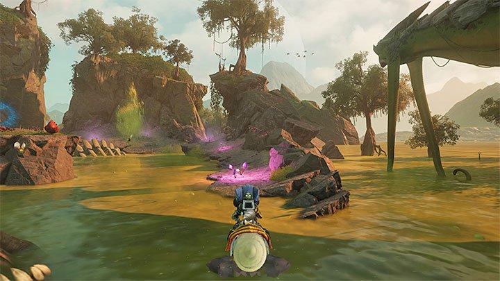 During the meeting, Mort will suggest looking for Zurpstones west of the factory - Ratchet & Clank Rift Apart: Return to Sargasso, Trudi - walkthrough - Sargasso - Ratchet & Clank Rift Apart Guide