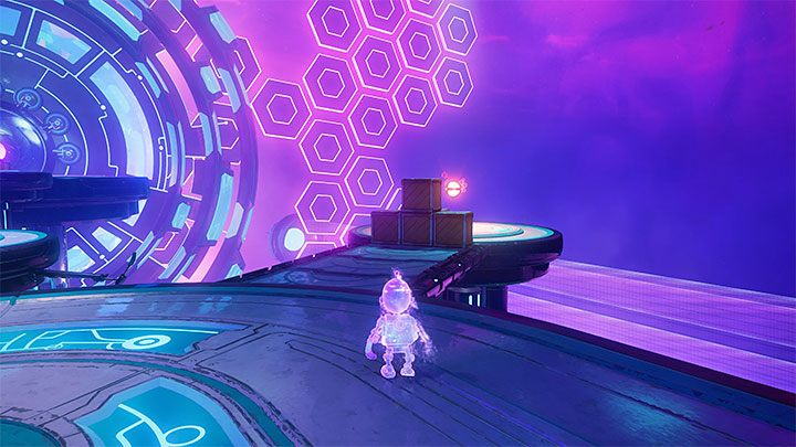 Start by destroying the crates, behind which you will find the Lift Sphere - Ratchet & Clank Rift Apart: Clank, Sargasso - puzzle guide, list - Clank and Kit Riddles - Ratchet & Clank Rift Apart Guide