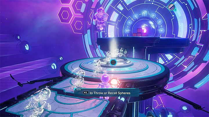 With the sphere, reach the place shown in the picture - Ratchet & Clank Rift Apart: Clank, Sargasso - puzzle guide, list - Clank and Kit Riddles - Ratchet & Clank Rift Apart Guide