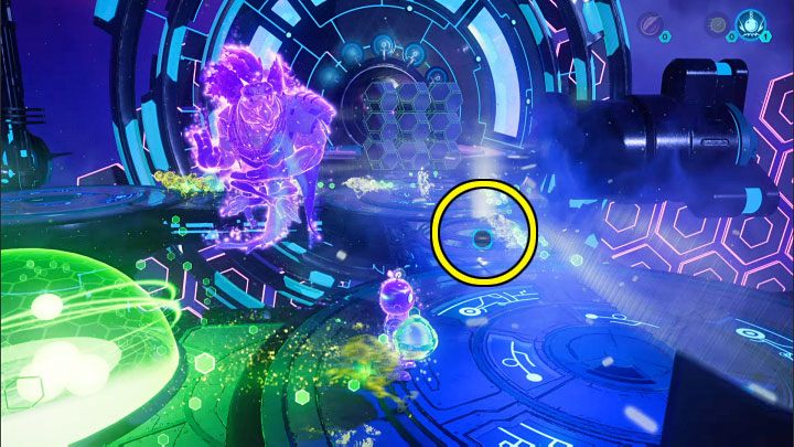 Finally, place the heavy sphere in the slot nearby that is shown in the picture - Ratchet & Clank Rift Apart: Clank, Blizar Prime - puzzle guide, list - The riddles of Clank and Kit - Ratchet & Clank Rift Apart Guide