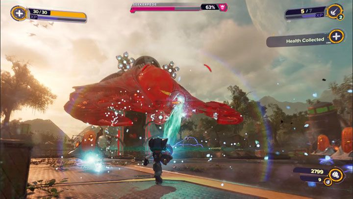 Expect that regular opponents may appear in the battle arena - Ratchet & Clank Rift Apart: Seekerpede, Sargasso - how to beat the boss? - Bosses - Ratchet & Clank Rift Apart Guide