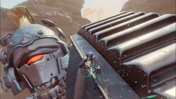 At the very bottom, grab the new hook and catapult Rivet using the hurlshot - Ratchet & Clank Rift Apart: Run away from Fixer - walkthrough - Torren IV - Ratchet & Clank Rift Apart Guide