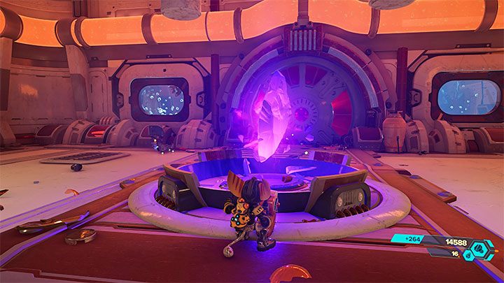 Interacting with the crank will cause the dome that shielded the nearby Blizon to rise - Ratchet & Clank Rift Apart: Repair the Rubion Forge - Cordelion - Ratchet & Clank Rift Apart Guide