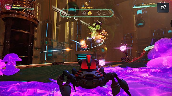 There will be two additional nests to destroy in the area - destroy them as soon as possible, as new viruses will be appearing - Ratchet & Clank Rift Apart: Repair the Rubion Forge - Cordelion - Ratchet & Clank Rift Apart Guide