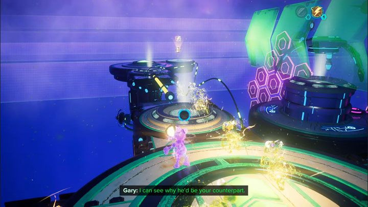 The next place to use the electric sphere is on the left (pictured above) and as before, touch the cable to get Kit to the other end - Ratchet & Clank Rift Apart: Protecting Morts and freeing Seekerpede - walkthrough - Return to Sargasso - Ratchet & Clank Rift Apart Guide