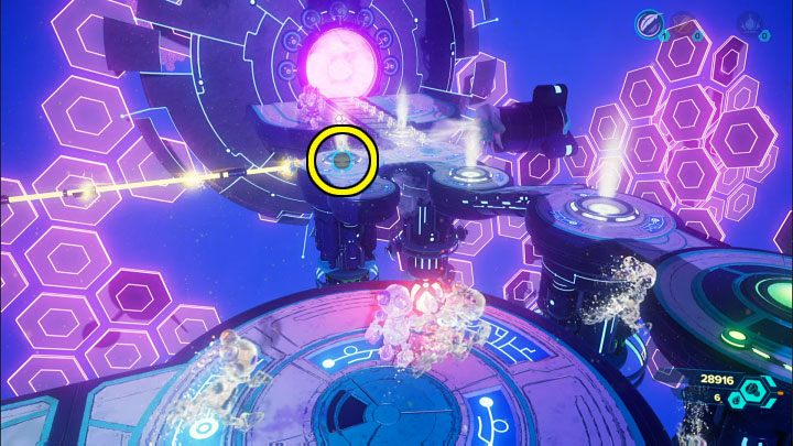 You will reach a high ledge with a Lift Sphere - Ratchet & Clank Rift Apart: Protecting Morts and freeing Seekerpede - walkthrough - Return to Sargasso - Ratchet & Clank Rift Apart Guide