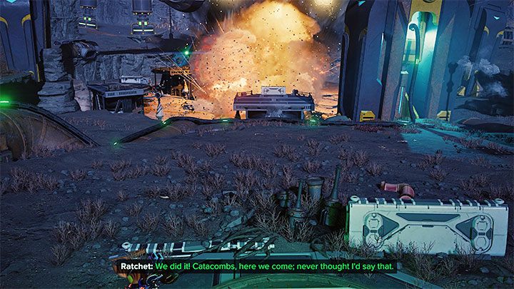 Pressing the pressure plates in all 3 locations will cause an explosion - Ratchet & Clank Rift Apart: Archives and starting the machinery - walkthrough - Savali - return - Ratchet & Clank Rift Apart Guide