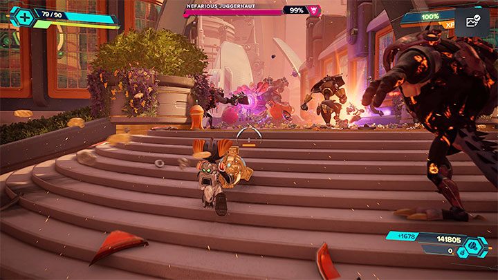 After eliminating the regular enemies, a mini-boss will appear - Juggernaut - Ratchet & Clank Rift Apart: Begin the finale and defeat the final boss - walkthrough - Final confrontation - Ratchet & Clank Rift Apart Guide