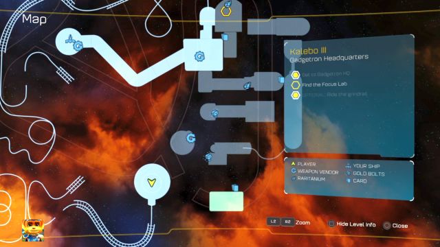 After picking up the Map-O-Matic every uncollected item will appear on the map. - Ratchet & Clank: Planet Kalebo 3 - Walkthrough - Walkthrough - Ratchet and Clank Game Guide & Walkthrough