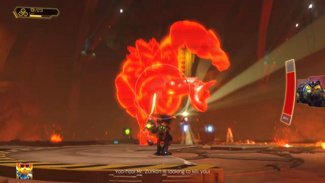 You can force the enemy to dance with the Groovitron. - Ratchet & Clank: Blargian Snagglebeast - boss, how to beat? - Bosses - Ratchet and Clank Game Guide & Walkthrough