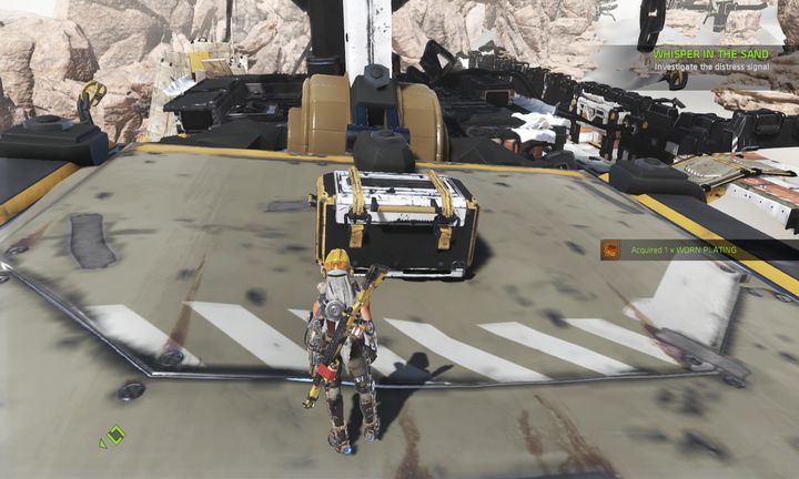 There is a hidden chest on the platform right above the entrance to the Pylon. - Mission 4: Whispers in the Sand | Walkthrough - Walkthrough - ReCore Game Guide