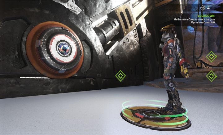 The gate wont open until you gather six prismatic cores. - Mission 4: Whispers in the Sand | Walkthrough - Walkthrough - ReCore Game Guide