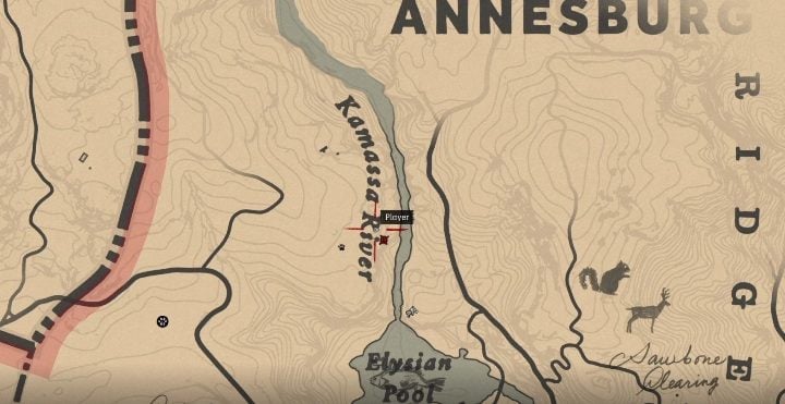 These bones are located in the southern part of Annesburg region, right above Elysian Pool - Red Dead Redemption 2: Dinosaur Bones - where to find all of them? Maps - Red Dead Redemption 2: Dinosaur bones and Rock Carvings - Red Dead Redemption 2 Guide