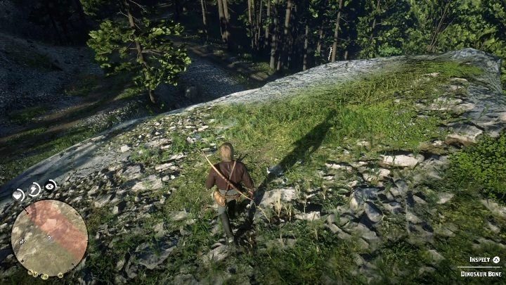 This bone lies on top of a cliff - Red Dead Redemption 2: Dinosaur Bones - where to find all of them? Maps - Red Dead Redemption 2: Dinosaur bones and Rock Carvings - Red Dead Redemption 2 Guide