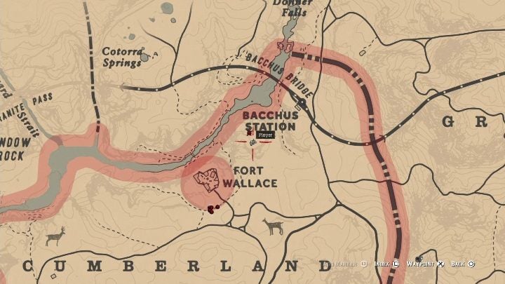 This bone is between Baccus Station and Fort Wallace - Red Dead Redemption 2: Dinosaur Bones - where to find all of them? Maps - Red Dead Redemption 2: Dinosaur bones and Rock Carvings - Red Dead Redemption 2 Guide