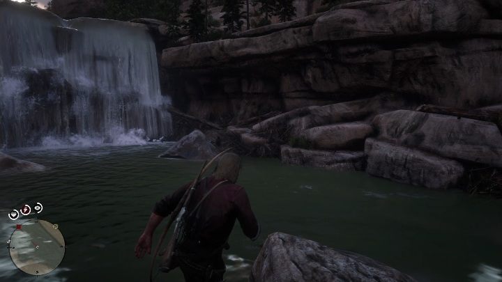 Another map is hidden in the cave behind the waterfall, on its right side - Red Dead Redemption 2: High Stakes Treasure Map - how to get the treasure? - Red Dead Redemption 2: Treasure Maps - Red Dead Redemption 2 Guide
