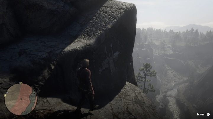 The Carving is on the rock on the left - Red Dead Redemption 2: Rock carvings - where to find all of them? Maps - Red Dead Redemption 2: Dinosaur bones and Rock Carvings - Red Dead Redemption 2 Guide