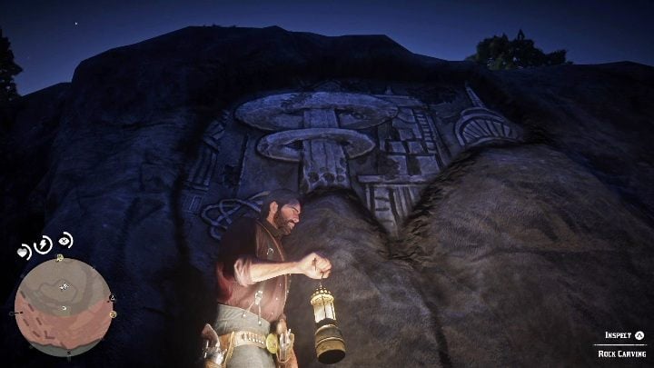 The Carving is located on a rock exactly at the pathway - Red Dead Redemption 2: Rock carvings - where to find all of them? Maps - Red Dead Redemption 2: Dinosaur bones and Rock Carvings - Red Dead Redemption 2 Guide