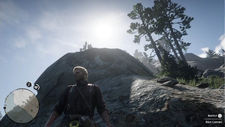 The Carving is on a rock right next to the path; no need to go search the bush - Red Dead Redemption 2: Rock carvings - where to find all of them? Maps - Red Dead Redemption 2: Dinosaur bones and Rock Carvings - Red Dead Redemption 2 Guide