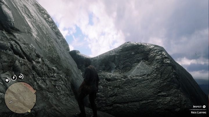 In order to get this Carving, you have to run to the rocks - Red Dead Redemption 2: Rock carvings - where to find all of them? Maps - Red Dead Redemption 2: Dinosaur bones and Rock Carvings - Red Dead Redemption 2 Guide