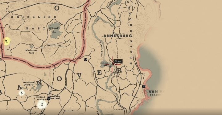 The last Carving, you will find south of Annesburg, exactly at the Elysian Pool - Red Dead Redemption 2: Rock carvings - where to find all of them? Maps - Red Dead Redemption 2: Dinosaur bones and Rock Carvings - Red Dead Redemption 2 Guide