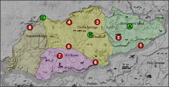 1 - Maps - Bounty Hunting - Maps - Red Dead Redemption - Game Guide and Walkthrough